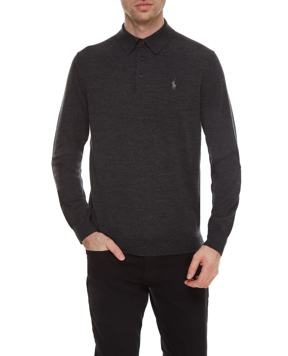 Шерстяное поло Polo Ralph Lauren 710716489002, серый цвет • Купить в интернет-магазине Kameron