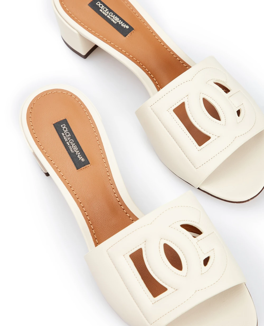 Шкіряні мюлі Dolce&Gabbana CR1139-AO049, бежевий колір • Купити в інтернет-магазині Kameron