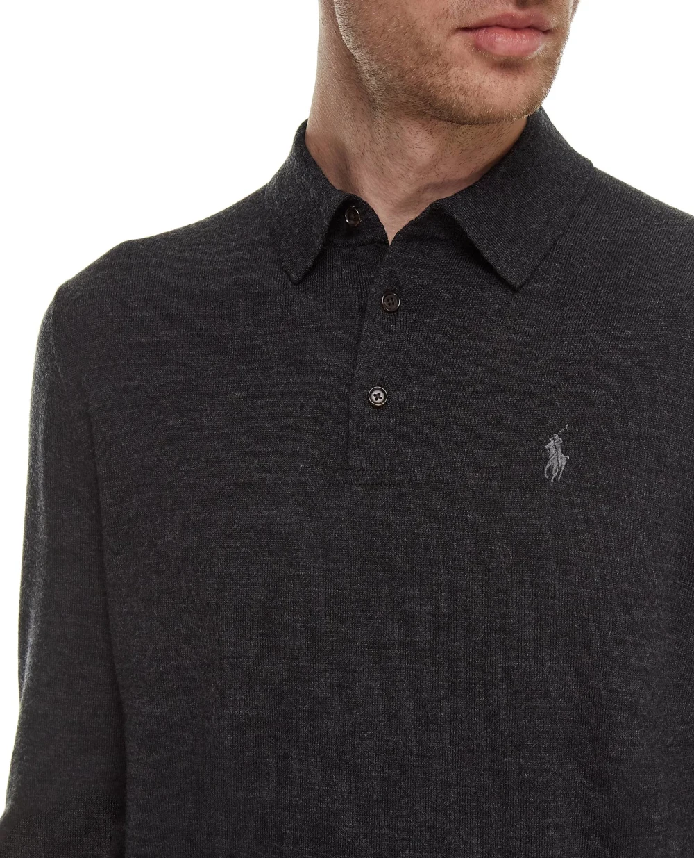 Шерстяное поло Polo Ralph Lauren 710716489002, серый цвет • Купить в интернет-магазине Kameron