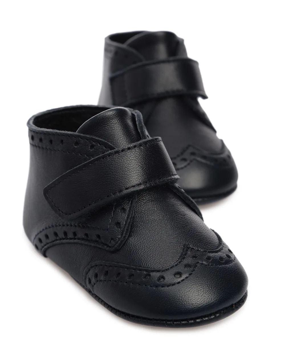 Детские кожаные пинетки Dolce&Gabbana Kids DK0040-A1850, темно-синий цвет • Купить в интернет-магазине Kameron