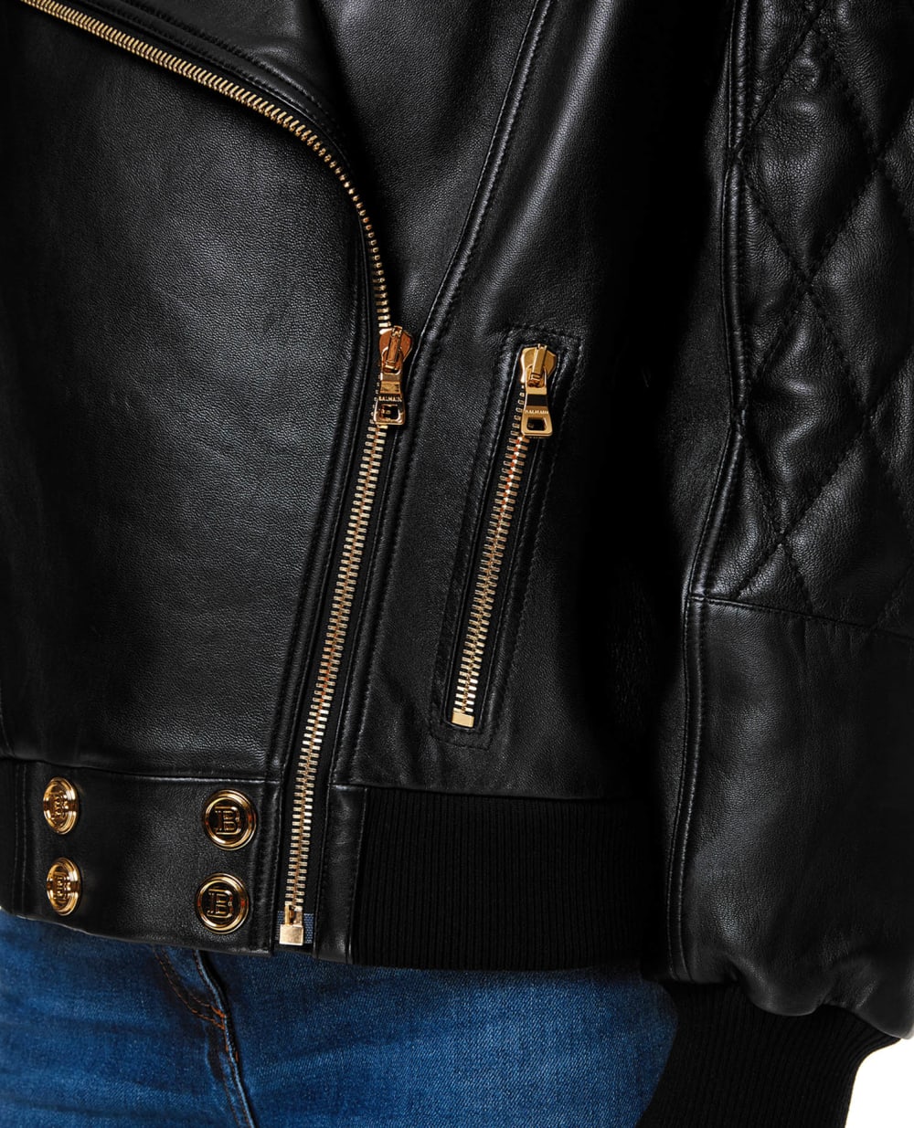 Кожаная косуха Balmain WF1TD020L158, черный цвет • Купить в интернет-магазине Kameron