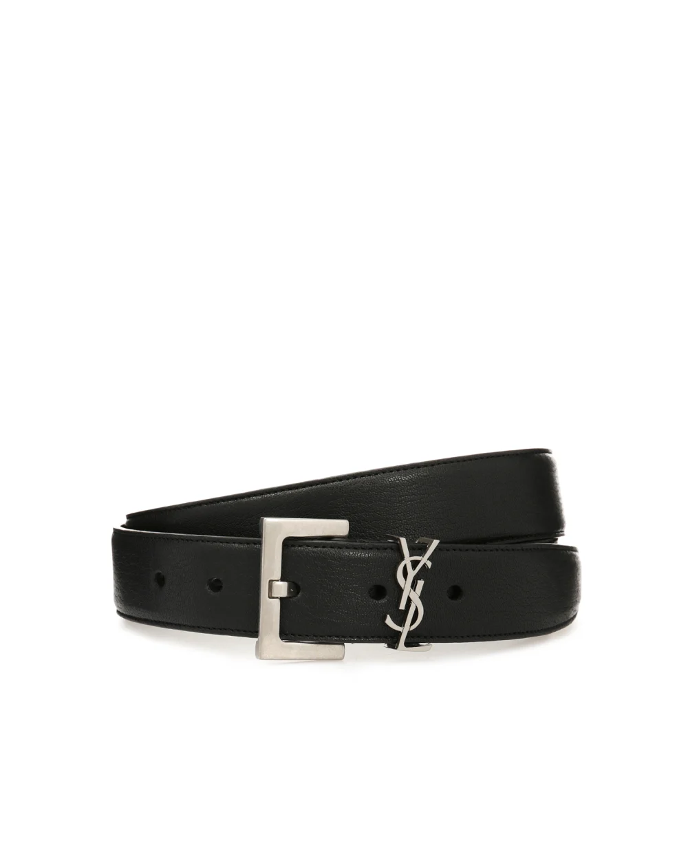 Шкіряний ремінь Saint Laurent 634440-BRM0E, чорний колір • Купити в інтернет-магазині Kameron