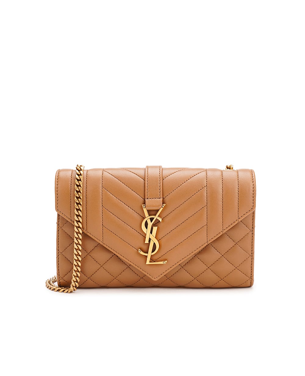 Кожаная сумка Envelope Small Saint Laurent 600195-AACT7, коричневый цвет • Купить в интернет-магазине Kameron