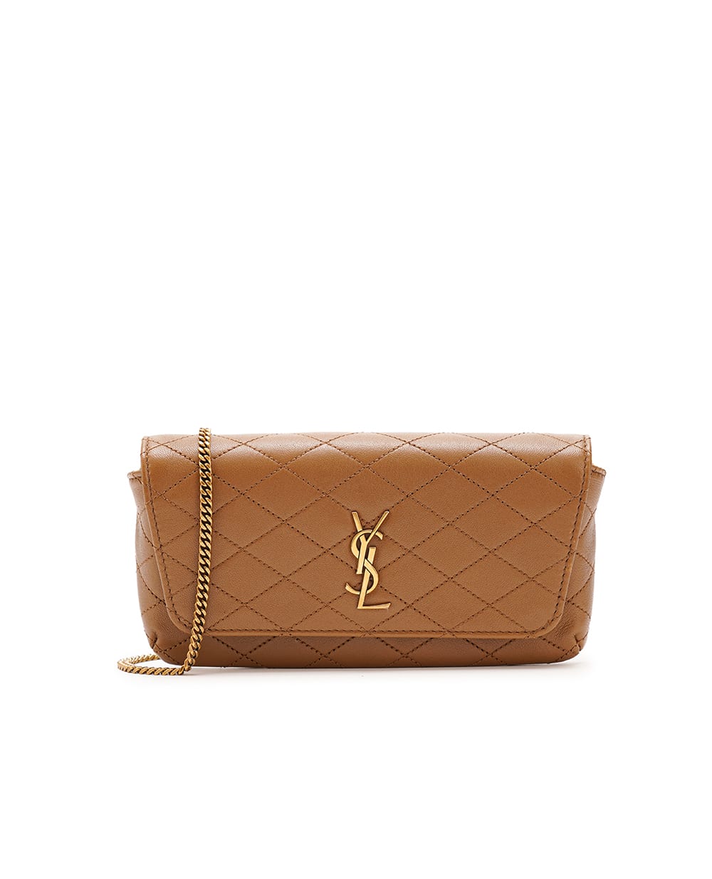 Шкіряна сумка Gaby Chain Phone Holder Saint Laurent 754051-1EL07, коричневий колір • Купити в інтернет-магазині Kameron
