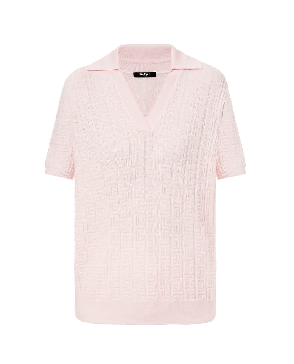 В'язане поло з монограмою з вовни Balmain GF1GB030KJ47, рожевий колір • Купити в інтернет-магазині Kameron