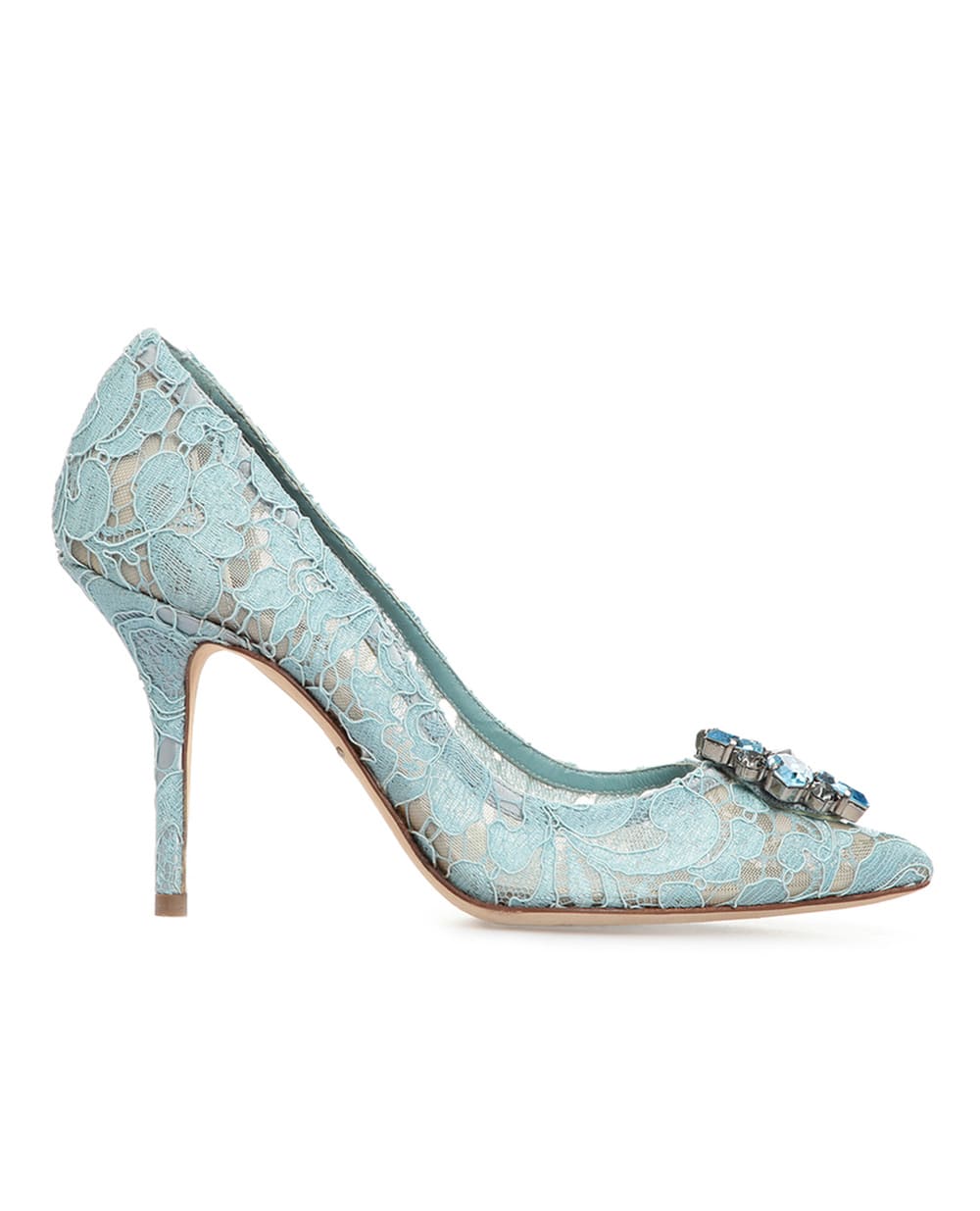 Кружевные лодочки Rainbow Lace Dolce&Gabbana CD0101-AL198, голубой цвет • Купить в интернет-магазине Kameron