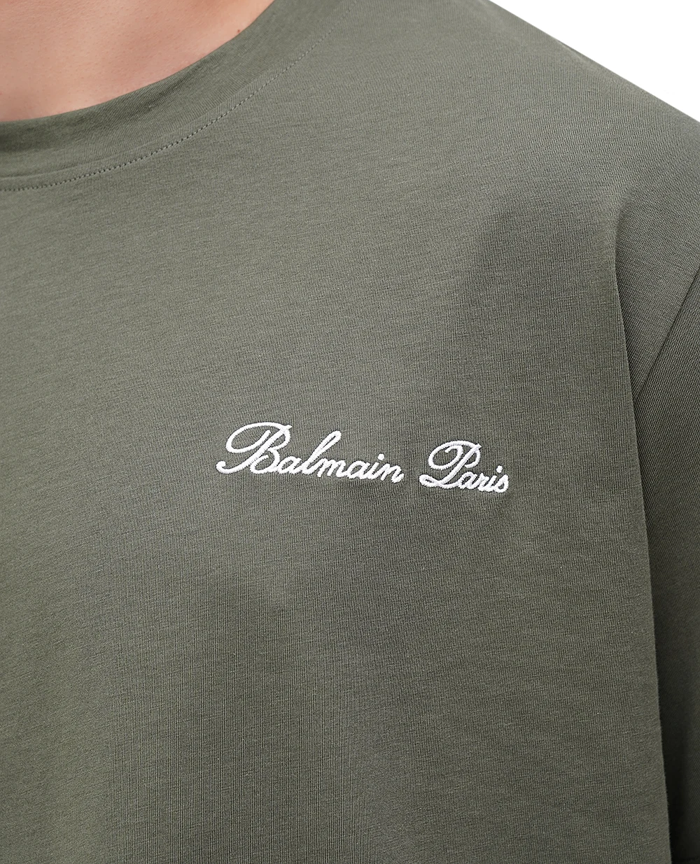 Футболка Balmain DH1EG010BC68, хакі колір • Купити в інтернет-магазині Kameron