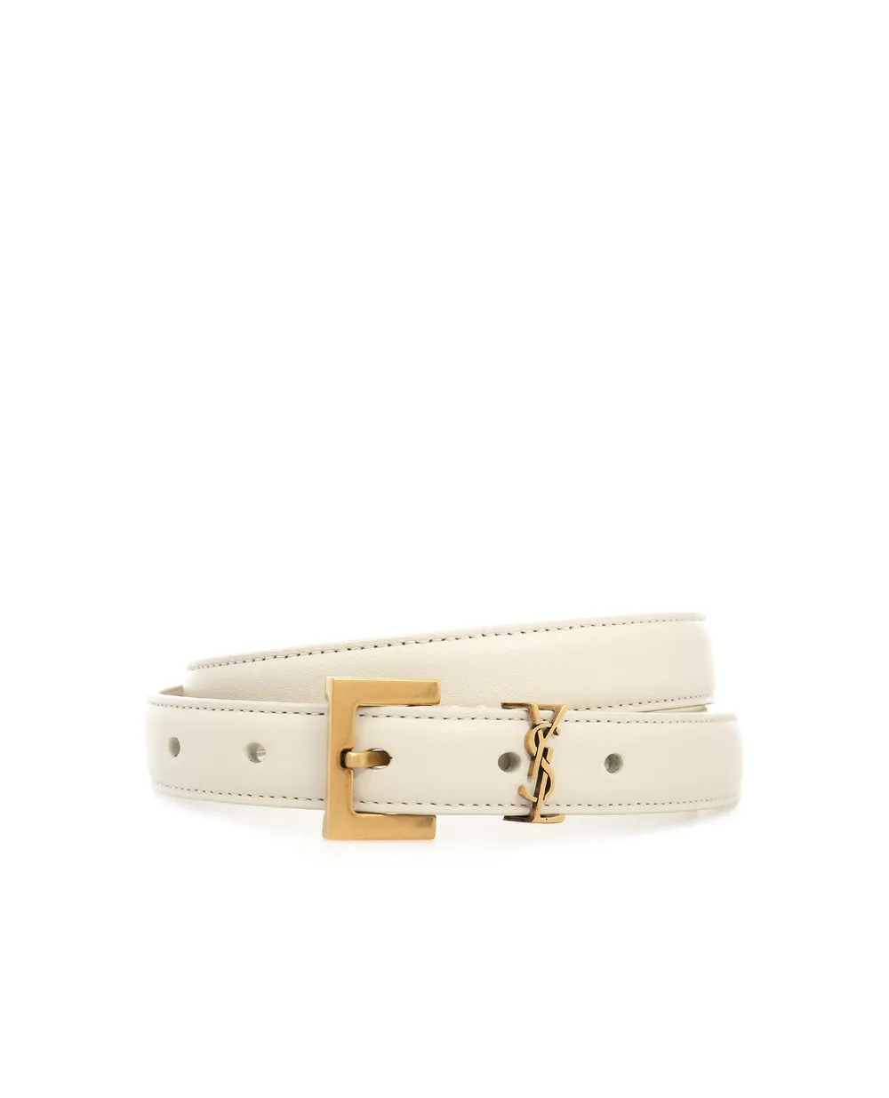 Кожаный ремень Monogram narrow Saint Laurent 554465-BOO0W, белый цвет • Купить в интернет-магазине Kameron