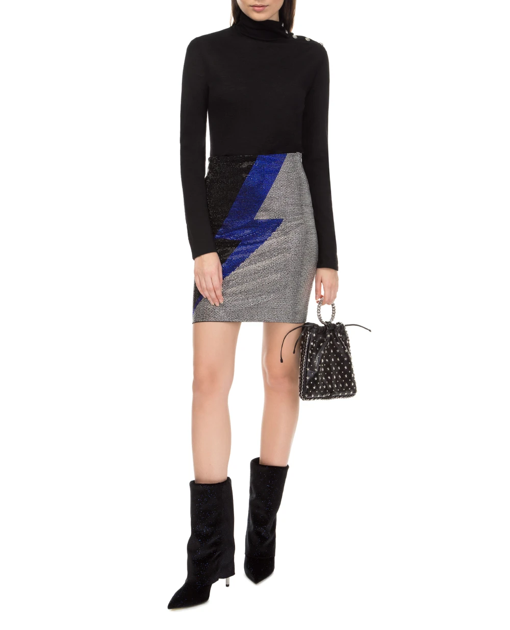 Шерстяной гольф Balmain PF01870-620M, черный цвет • Купить в интернет-магазине Kameron