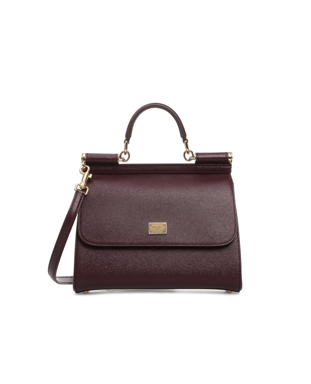 Кожаная сумка Sicily Medium Dolce&Gabbana BB6002-A1001FW18, бордовый цвет • Купить в интернет-магазине Kameron