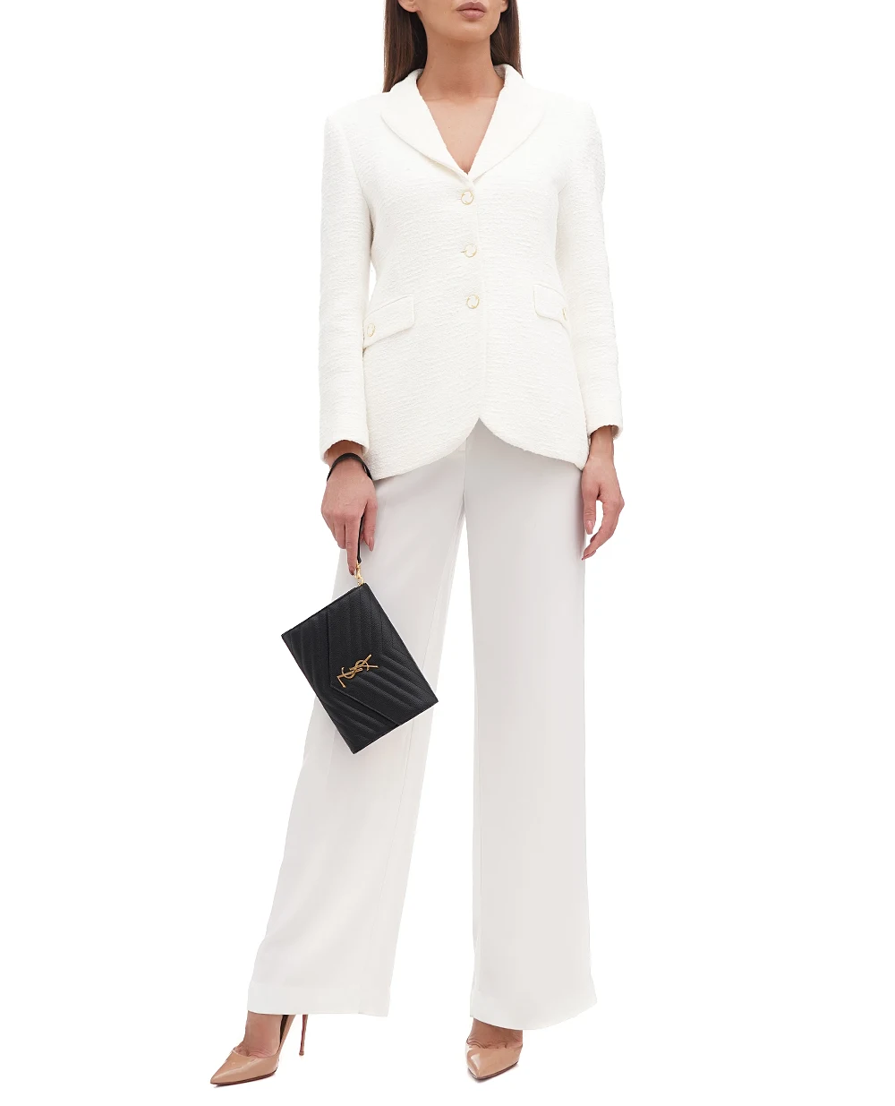 Кожаный клатч Cassandre Saint Laurent 617662-BOW01, черный цвет • Купить в интернет-магазине Kameron