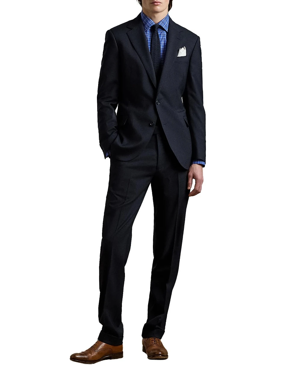 Костюм из шерсти ручной работы Ralph Lauren Purple Label 798971826001, темно-синий цвет • Купить в интернет-магазине Kameron