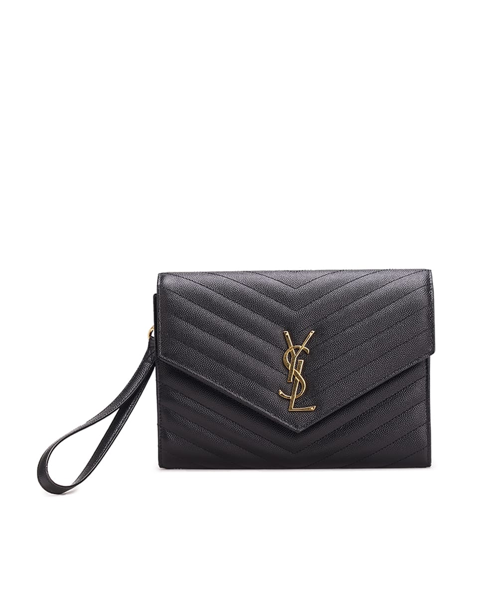 Кожаный клатч Cassandre Saint Laurent 617662-BOW01, черный цвет • Купить в интернет-магазине Kameron