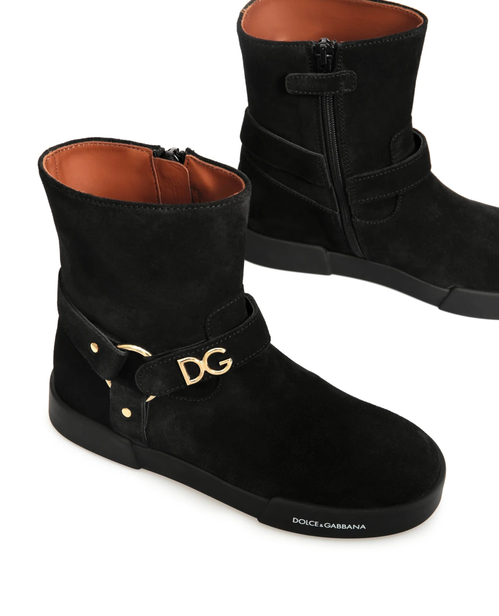 Детские замшевые сапоги Dolce&Gabbana Kids D10990-AW997-M, черный цвет • Купить в интернет-магазине Kameron
