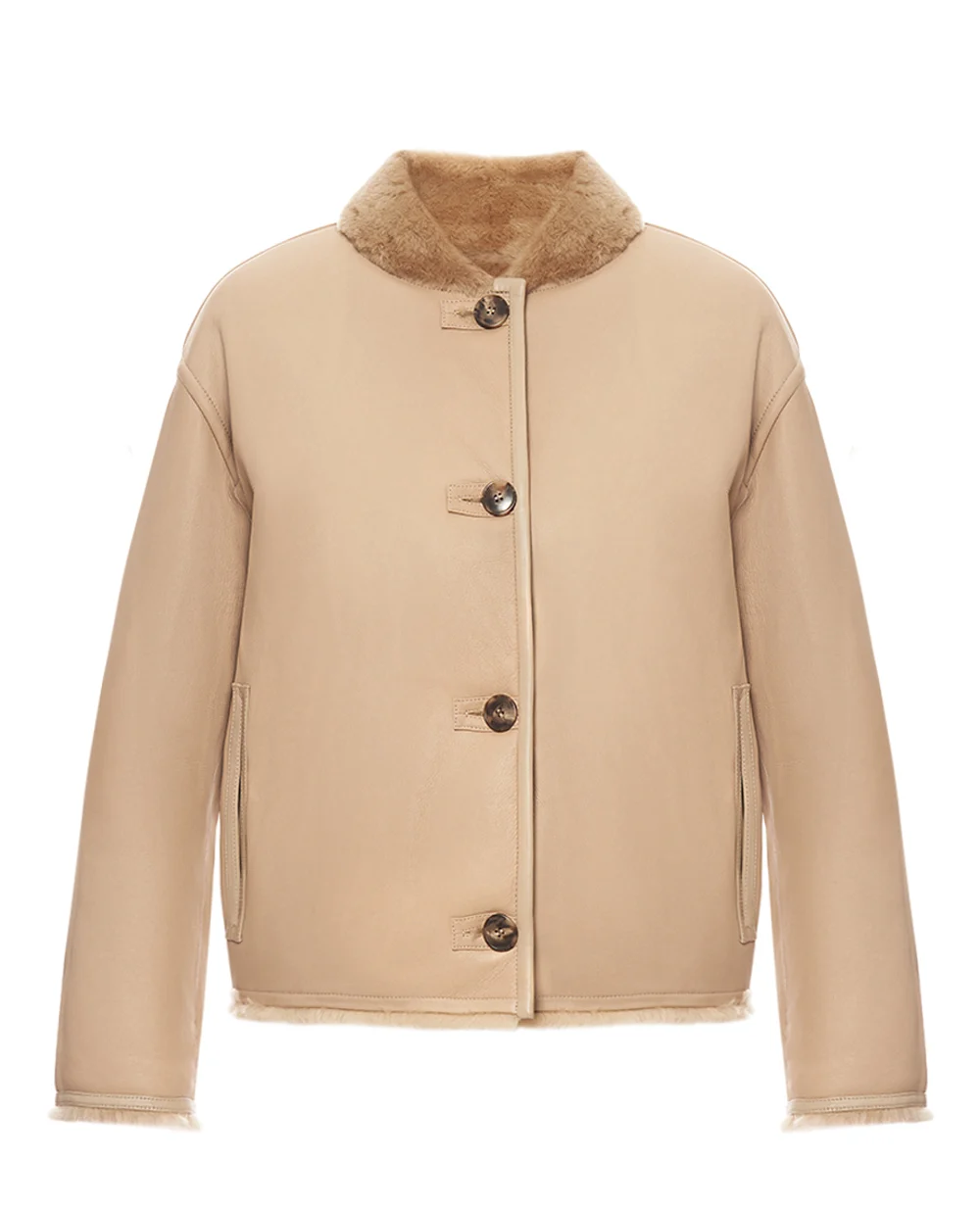 Дублянка двостороння з овчини Yves Salomon 26WYV62962MESI, бежевий колір • Купити в інтернет-магазині Kameron