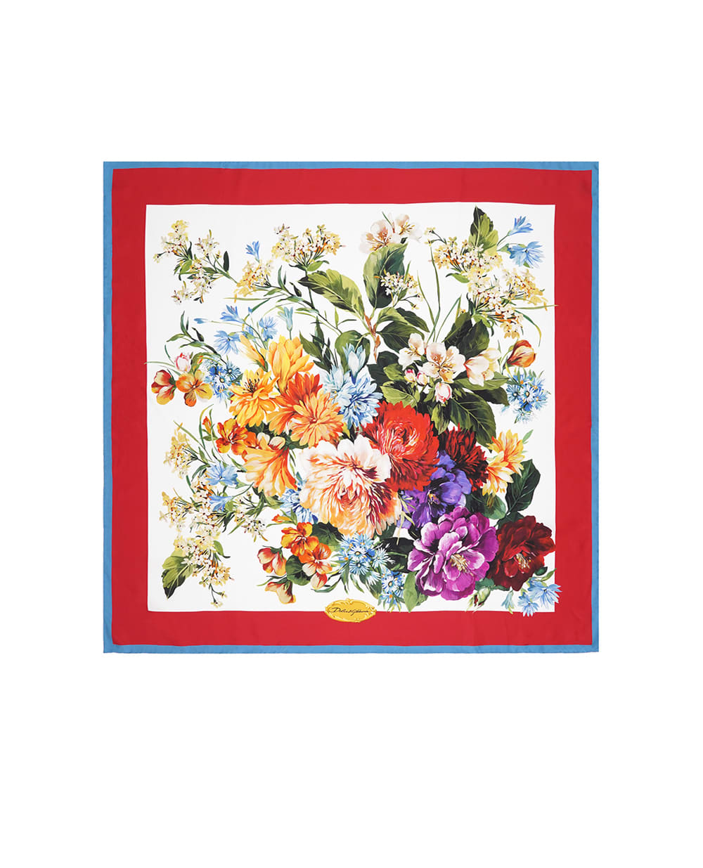Платок из шелка с цветочным принтом Dolce&Gabbana FN090R-GDC7C, белый цвет • Купить в интернет-магазине Kameron