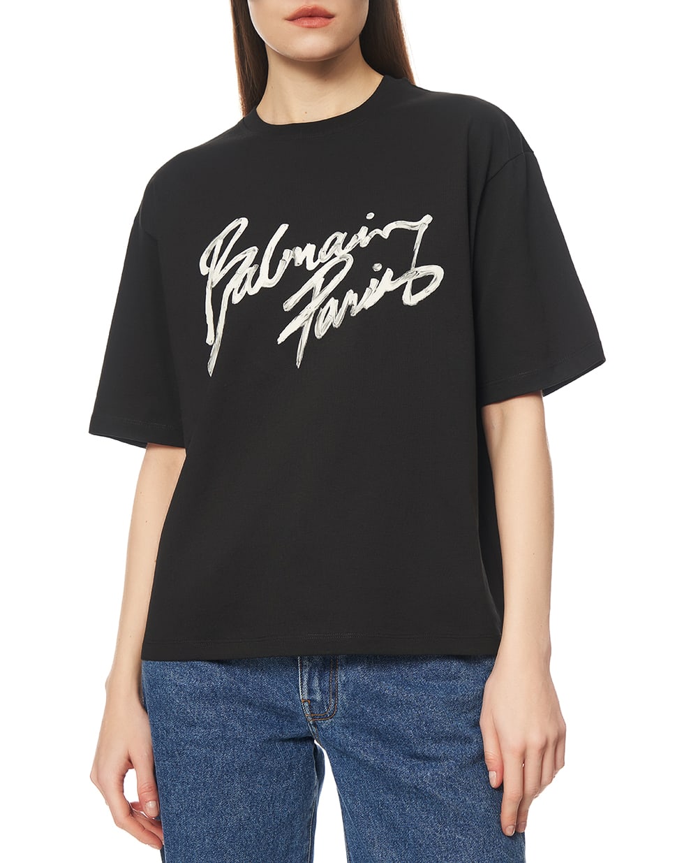Вільна футболка з принтом Balmain Paris Brush Balmain GF1EG110BD41, чорний колір • Купити в інтернет-магазині Kameron