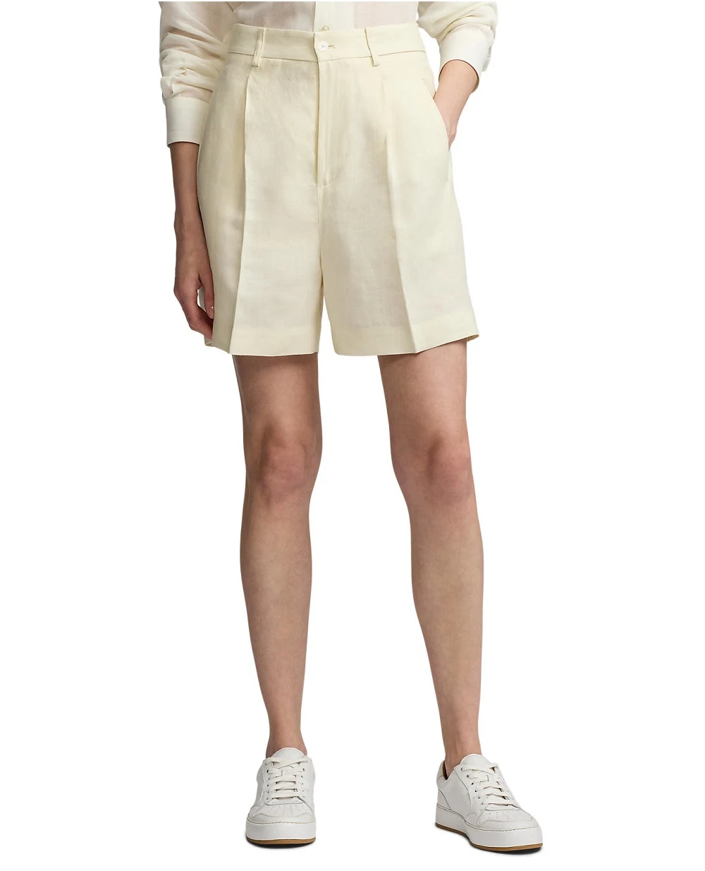 Лляні шорти Ralph Lauren Collection 290958990001, кремовий колір • Купити в інтернет-магазині Kameron