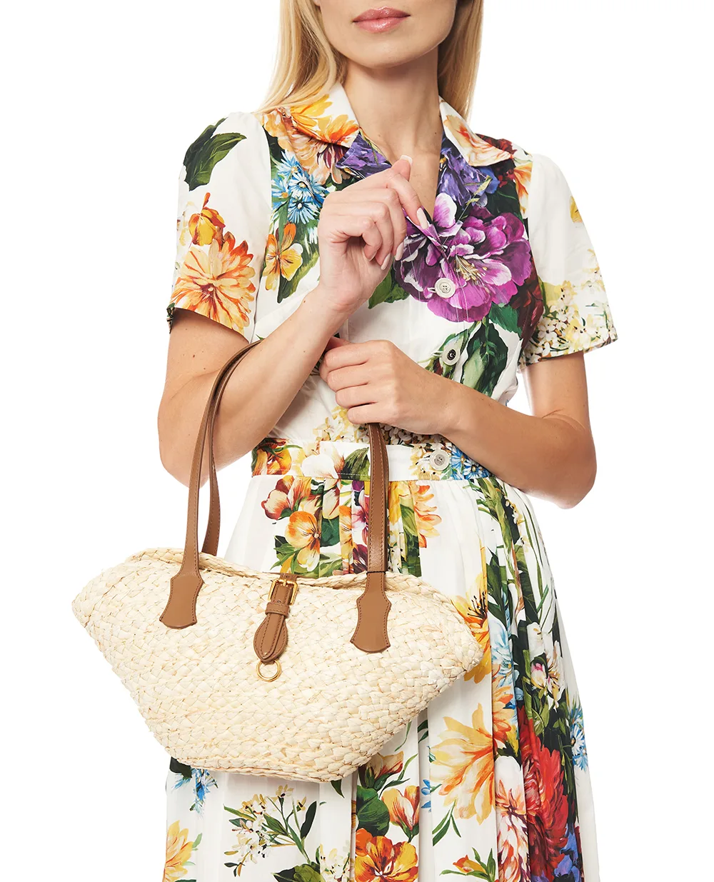Соломенная сумка-корзина Capri Dolce&Gabbana BB7832-AN548, бежевый цвет • Купить в интернет-магазине Kameron