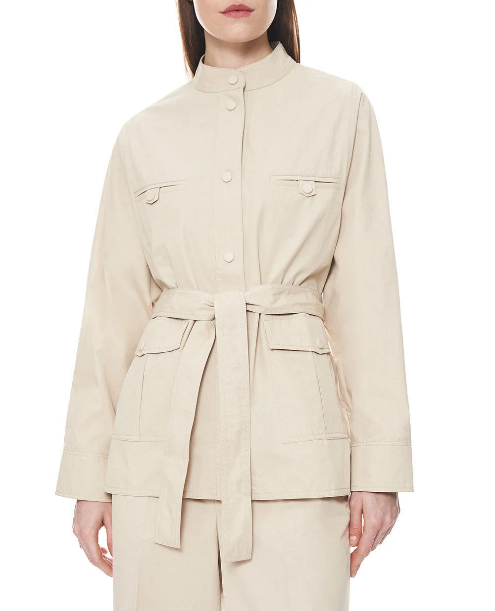 Куртка-сафари с поясом Yves Salomon 26EYV04372COSA, молочный цвет • Купить в интернет-магазине Kameron