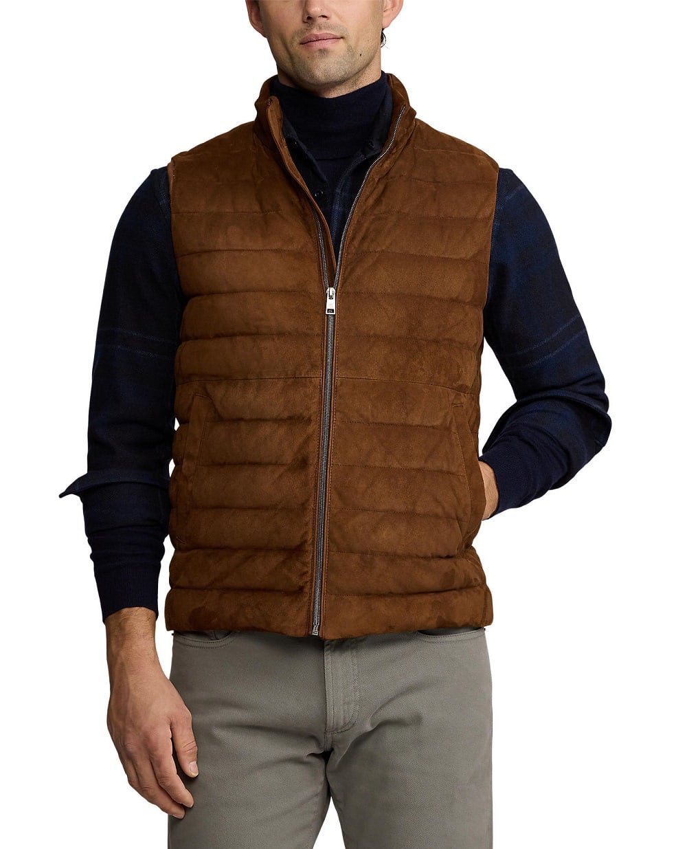 Замшевый жилет Ralph Lauren Purple Label 790957978001, коричневый цвет • Купить в интернет-магазине Kameron