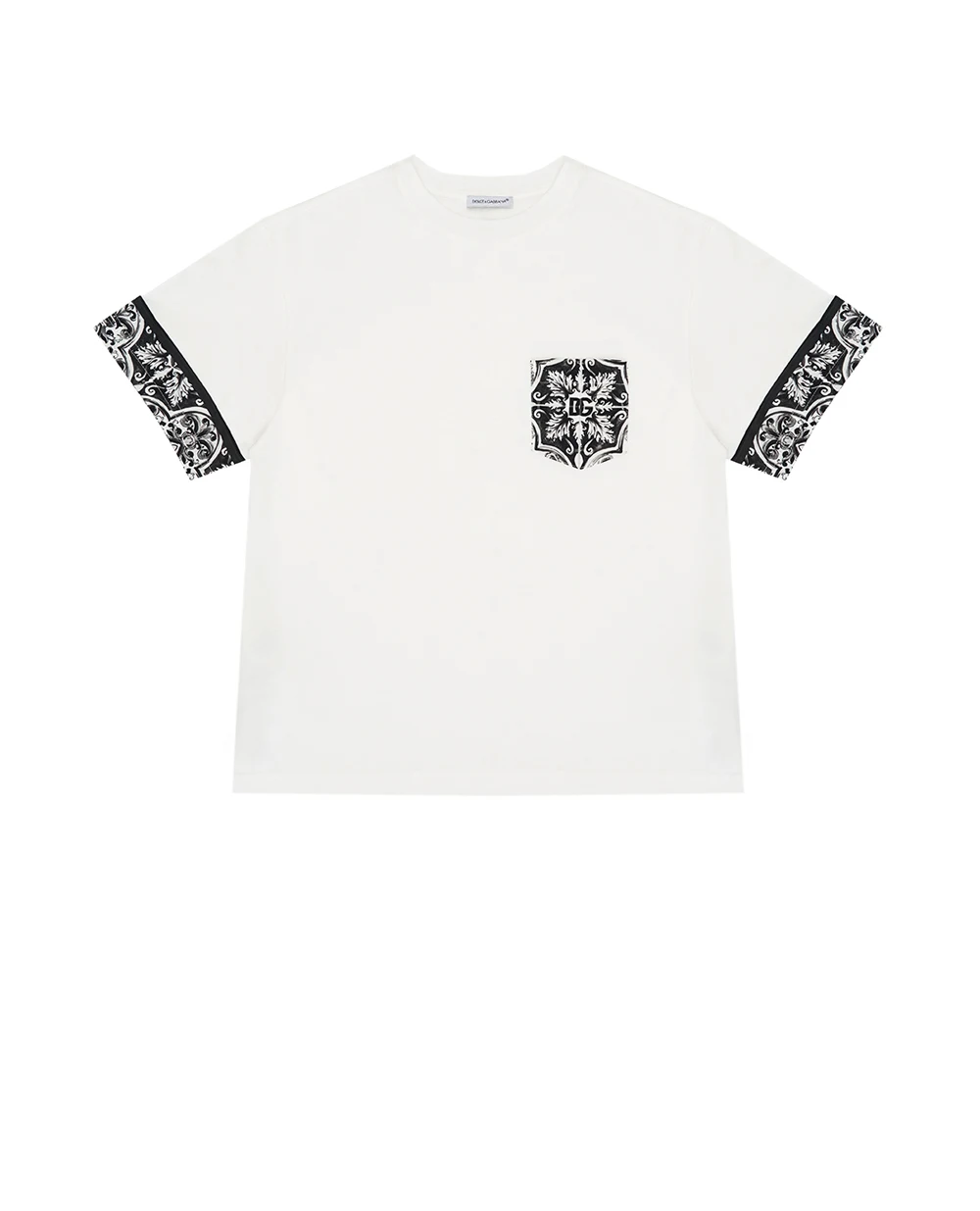Детская футболка с принтом майолики Dolce&Gabbana Kids L4JTIS-G7O9G-B, белый цвет • Купить в интернет-магазине Kameron