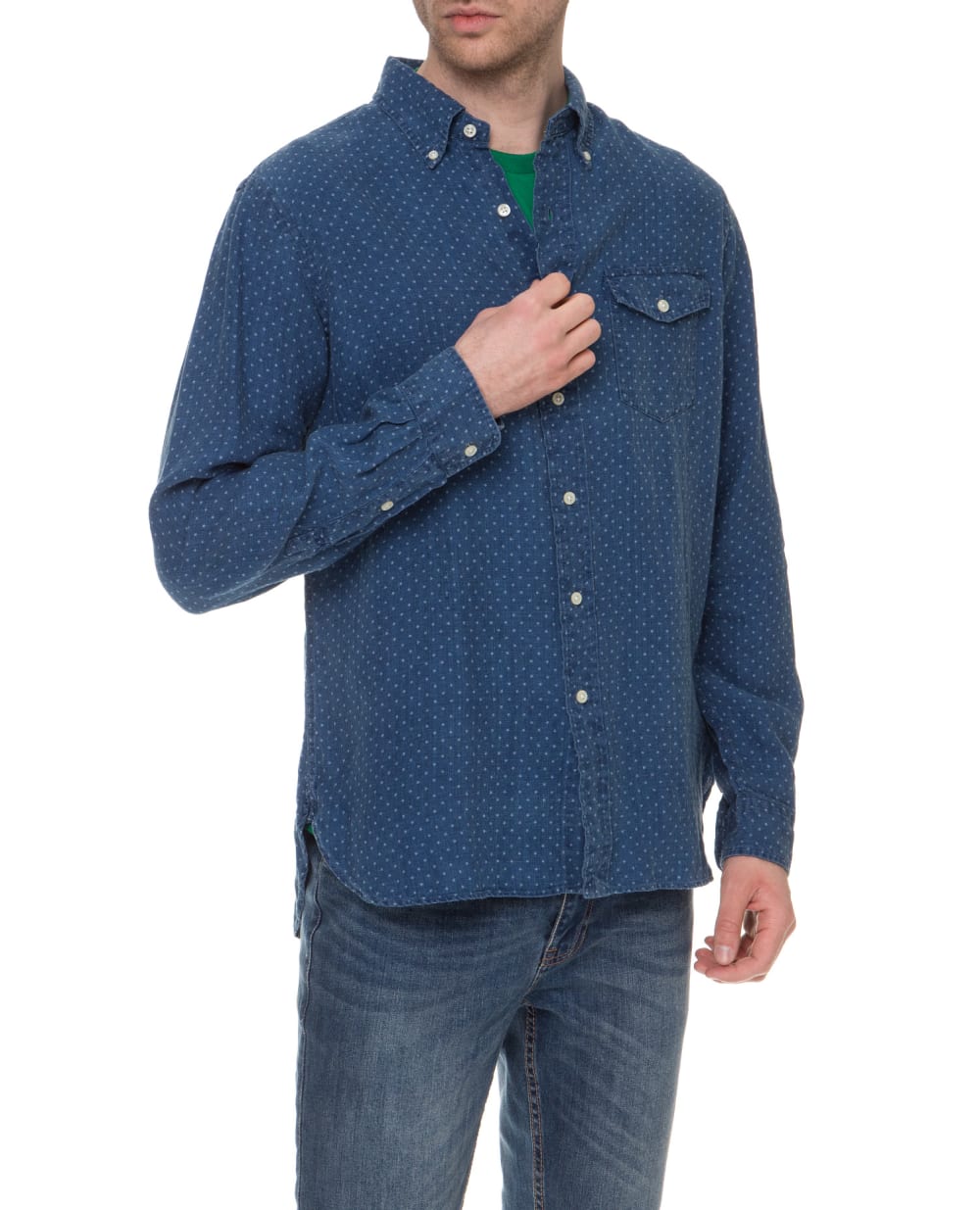 Льняная рубашка Polo Ralph Lauren 710742745001, синий цвет • Купить в интернет-магазине Kameron