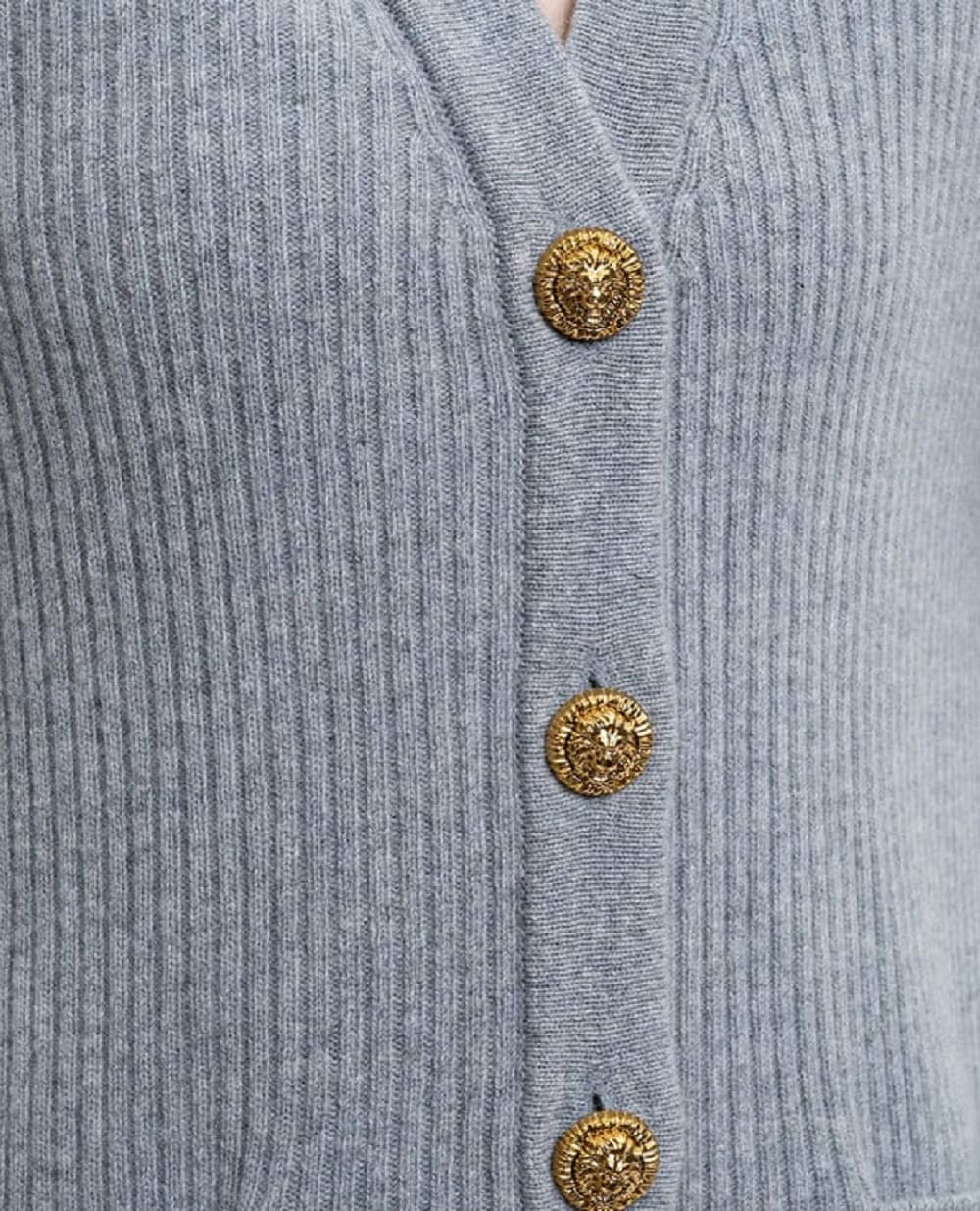 Кардиган із кашеміру та вовни Balmain FF0KO003KJ17, сірий колір • Купити в інтернет-магазині Kameron