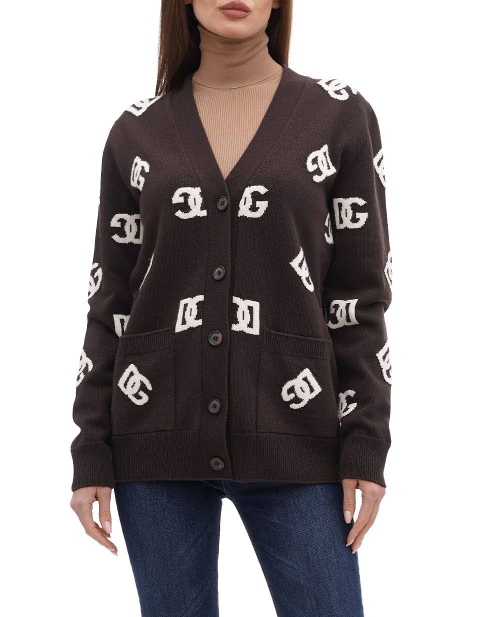 Кардиган Dolce&Gabbana FXM24T-JCVO8, темно-коричневый цвет • Купить в интернет-магазине Kameron