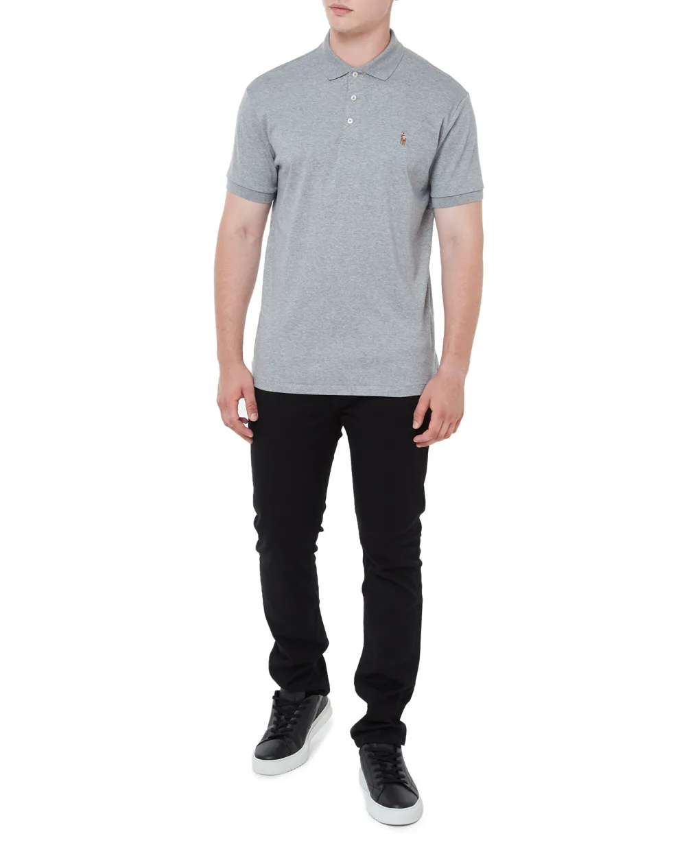 Поло Interlock Polo Ralph Lauren 710713130007, серый цвет • Купить в интернет-магазине Kameron