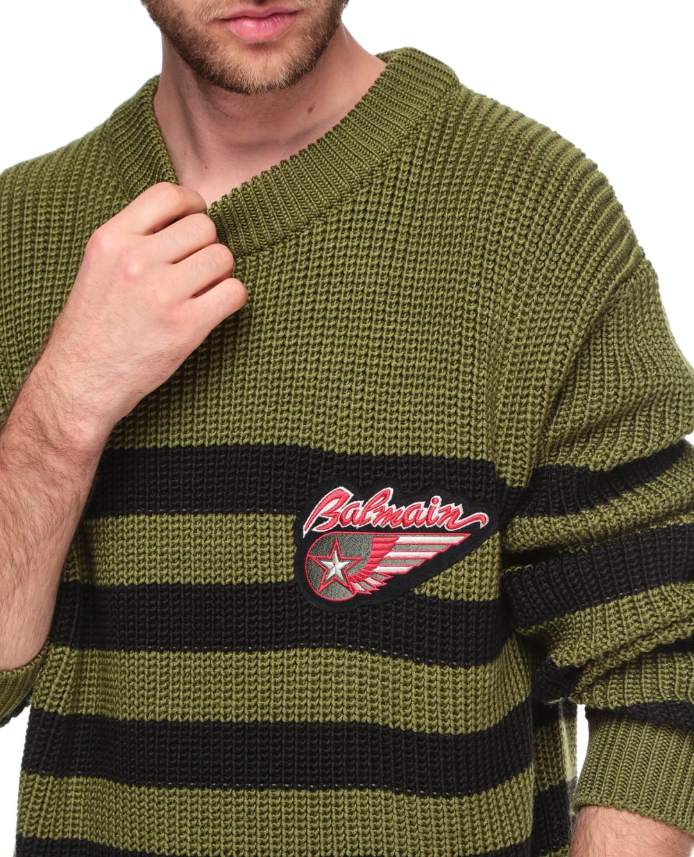 Свитер Balmain WH0KD000KA06, зеленый цвет • Купить в интернет-магазине Kameron