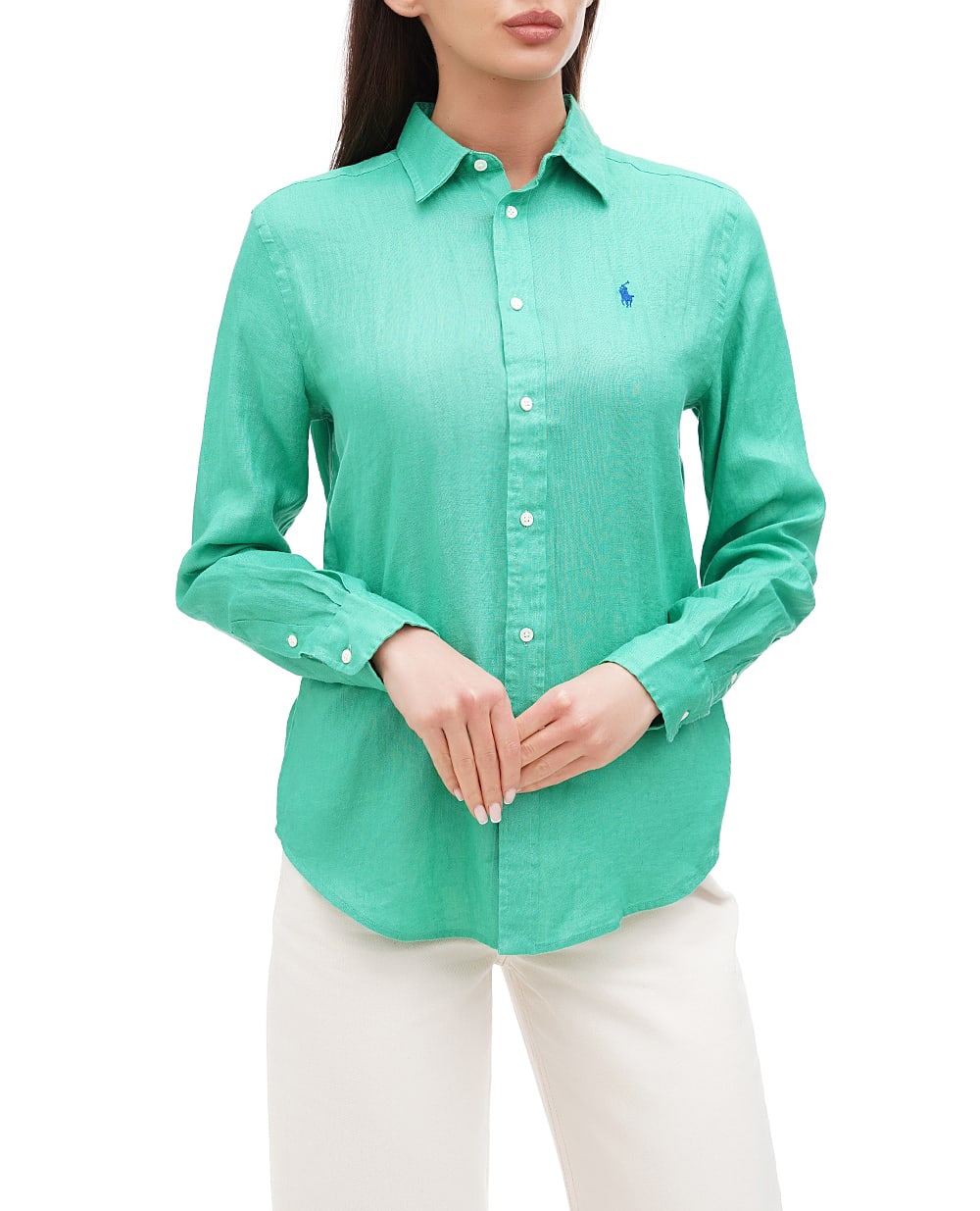 Льняная рубашка Polo Ralph Lauren 211920516013, зеленый цвет • Купить в интернет-магазине Kameron