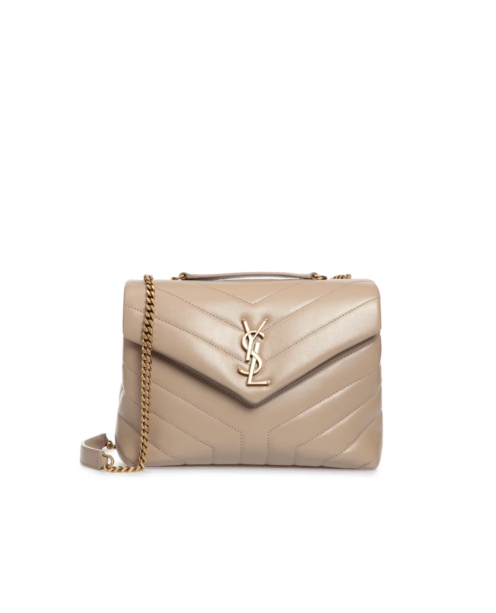 Кожаная сумка Loulou Small Saint Laurent 494699-DV727-FW19, бежевый цвет • Купить в интернет-магазине Kameron