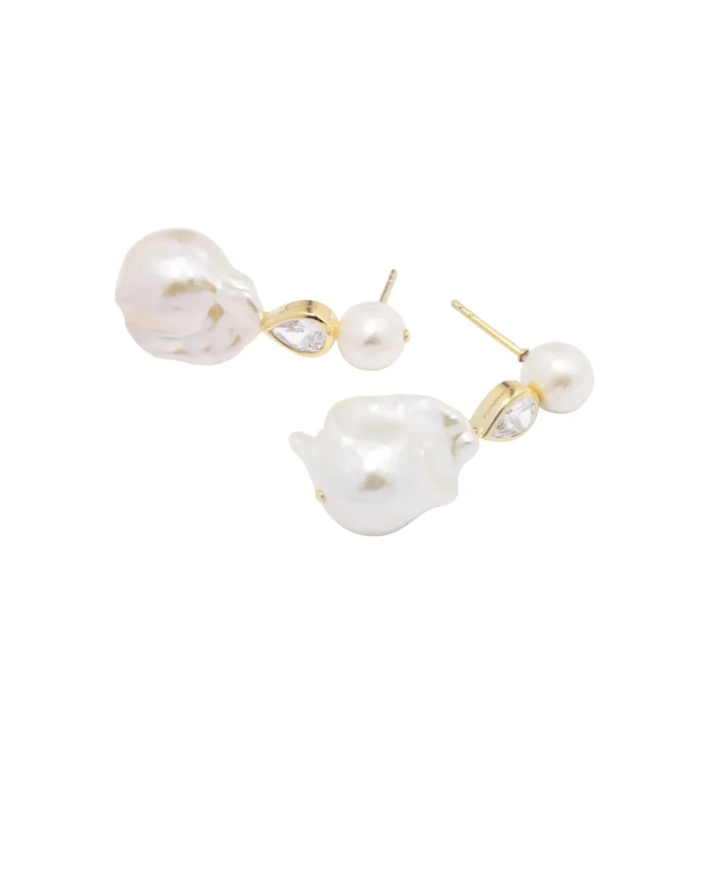 Серьги из переработанного золота с жемчугом и цирконием Completedworks P56, золотой цвет • Купить в интернет-магазине Kameron