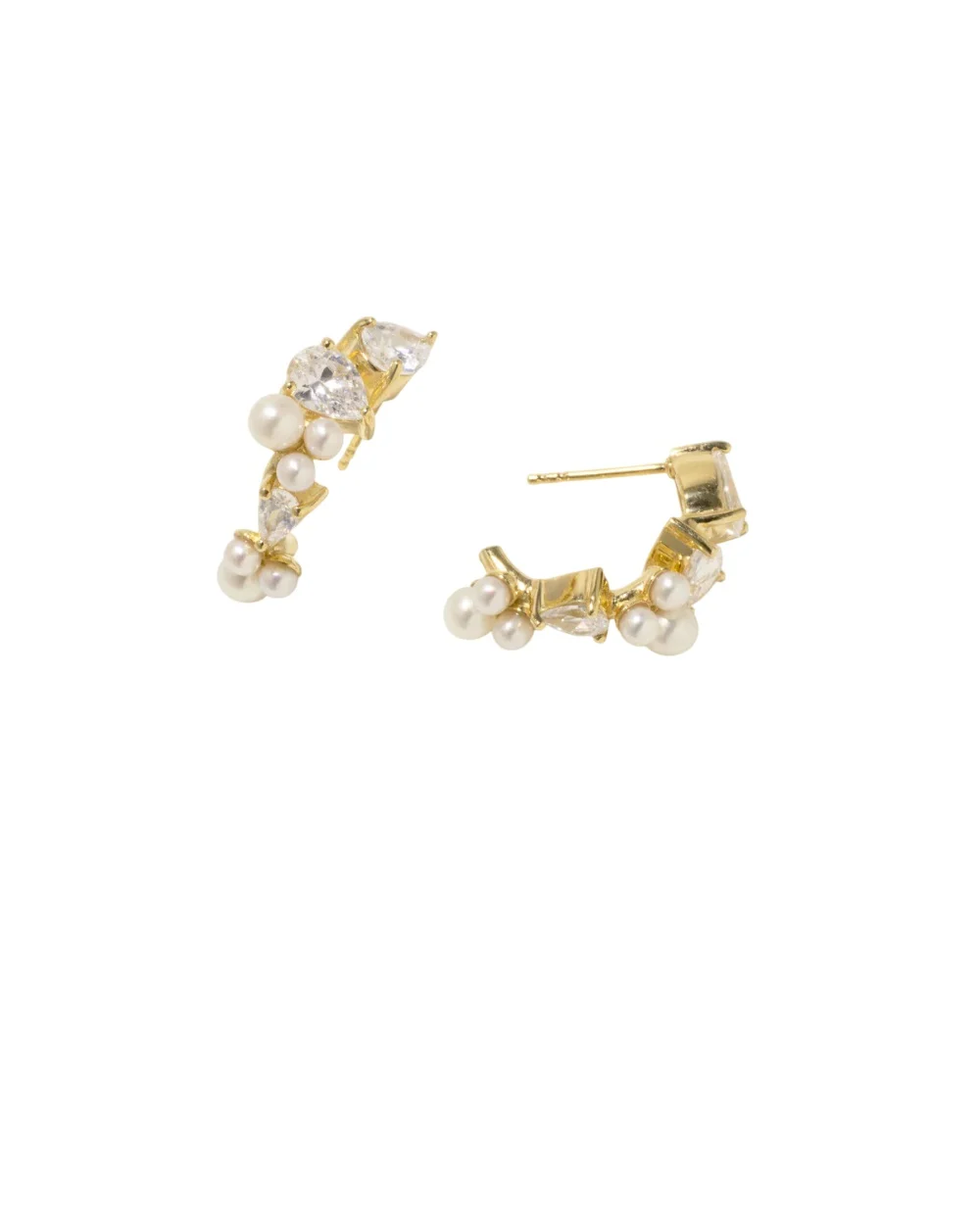 Сережки з переробленого золота з перлами і цирконієм Completedworks P54, золотий колір • Купити в інтернет-магазині Kameron