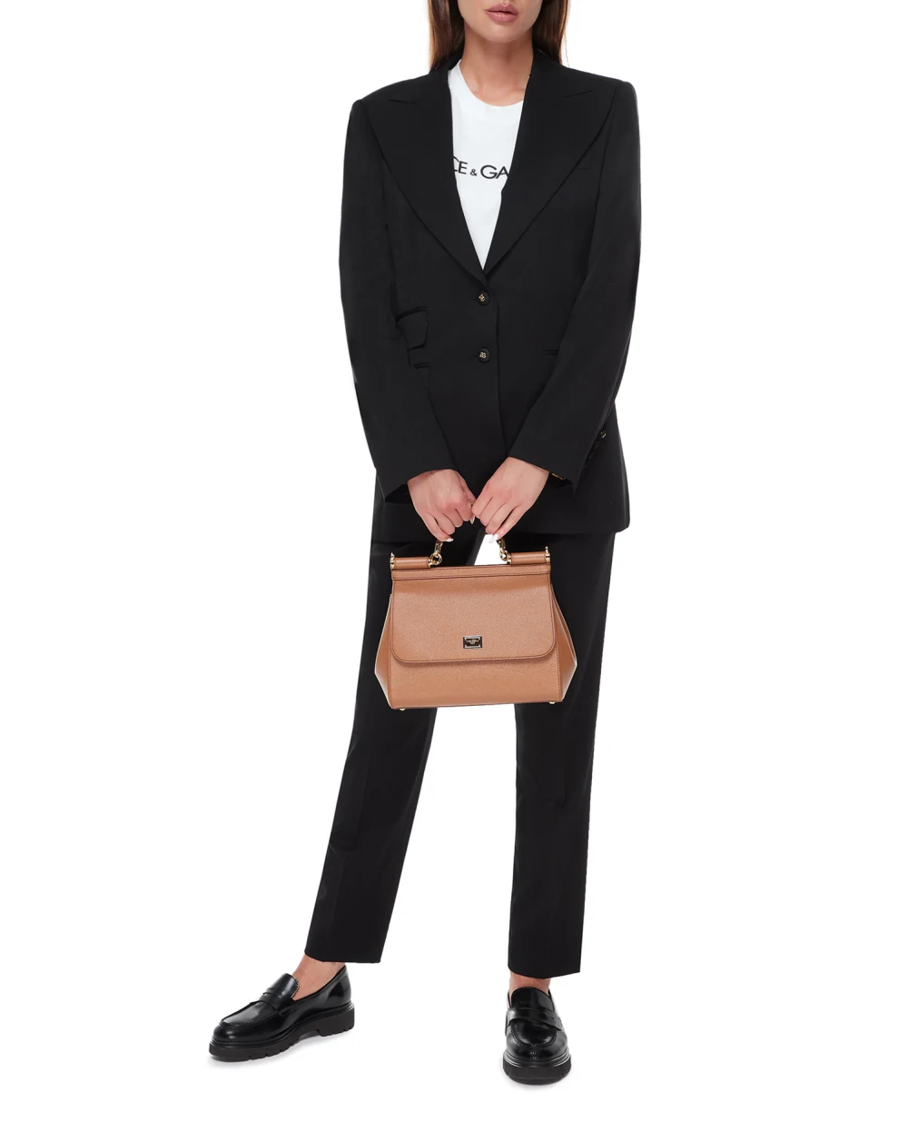 Шкіряна сумка Sicily Large Dolce&Gabbana BB6002-A1001, коричневий колір • Купити в інтернет-магазині Kameron