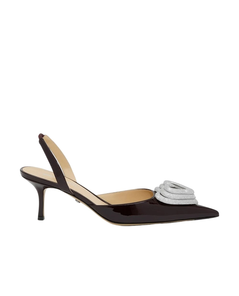 Туфлі TRIPLE HEART із лакованої телячої шкіри з кристалами Mach&Mach R26-S1082-65-PAT-PLB, коричневий колір • Купити в інтернет-магазині Kameron