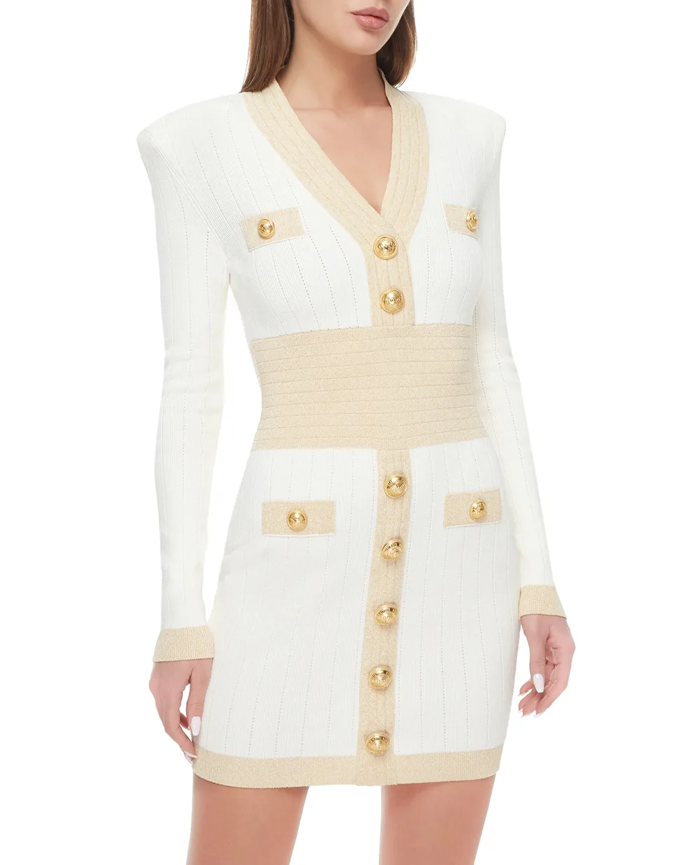 Сукня Balmain AF1R8060KD74-S, білий колір • Купити в інтернет-магазині Kameron