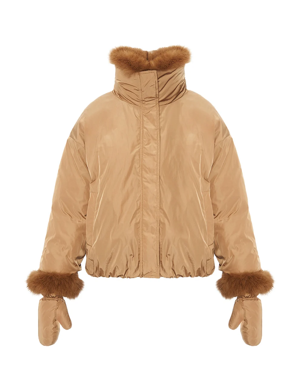 Куртка з рукавичками Yves Salomon 25WYV05866DOTM, коричневий колір • Купити в інтернет-магазині Kameron