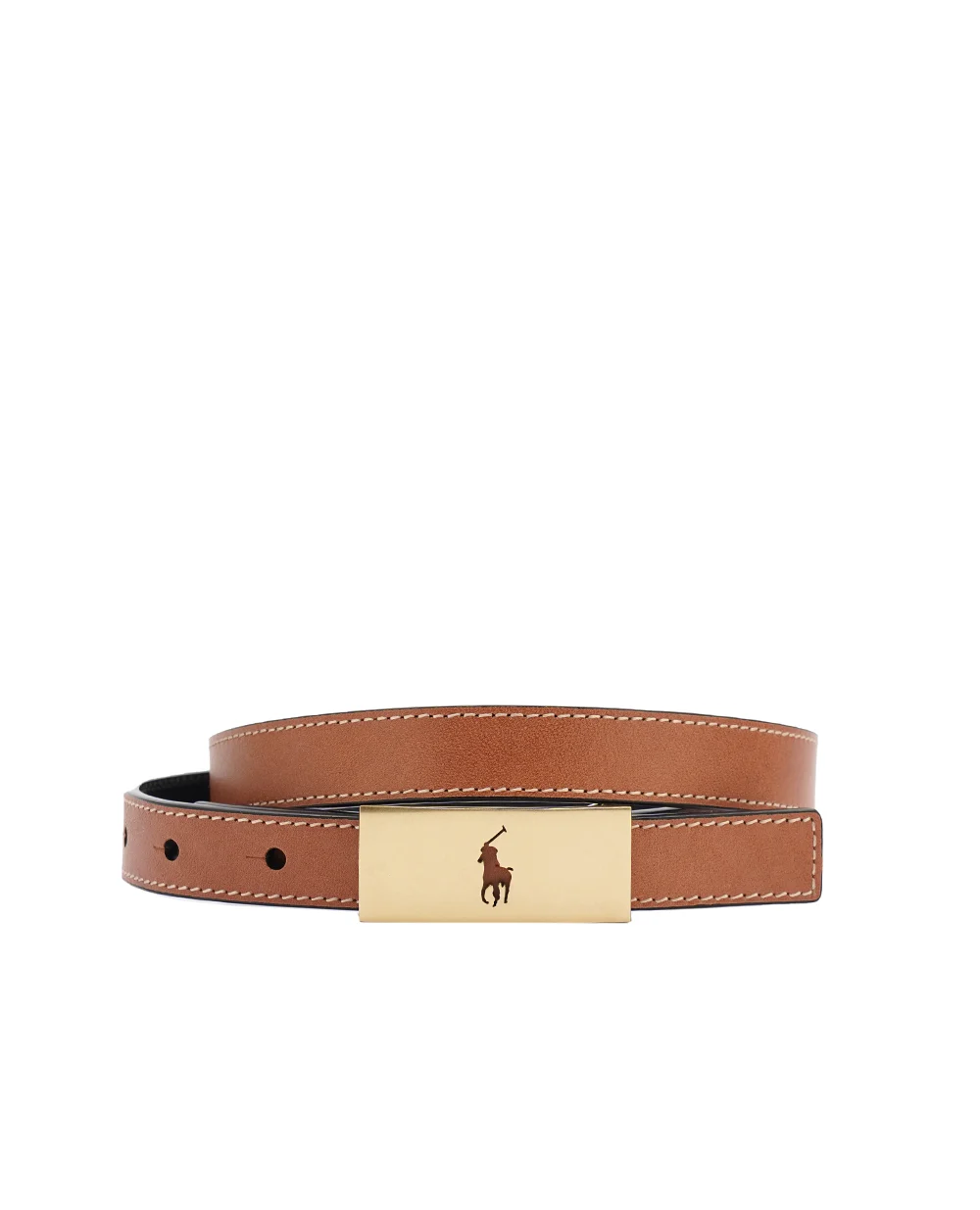 Двосторонній шкіряний ремінь Polo Ralph Lauren 429895825002, коричневий колір • Купити в інтернет-магазині Kameron