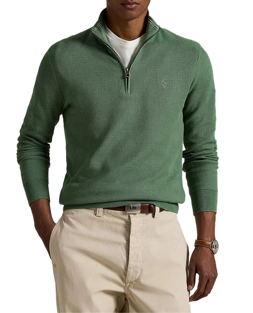 Джемпер на блискавці Polo Ralph Lauren 710932304522, зелений колір • Купити в інтернет-магазині Kameron