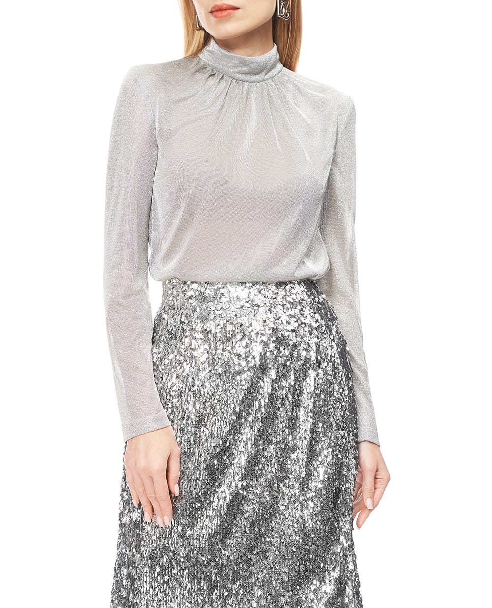 Топ из трикотажа ламе Dolce&Gabbana F7BD6T-HU7WC, серебряный цвет • Купить в интернет-магазине Kameron