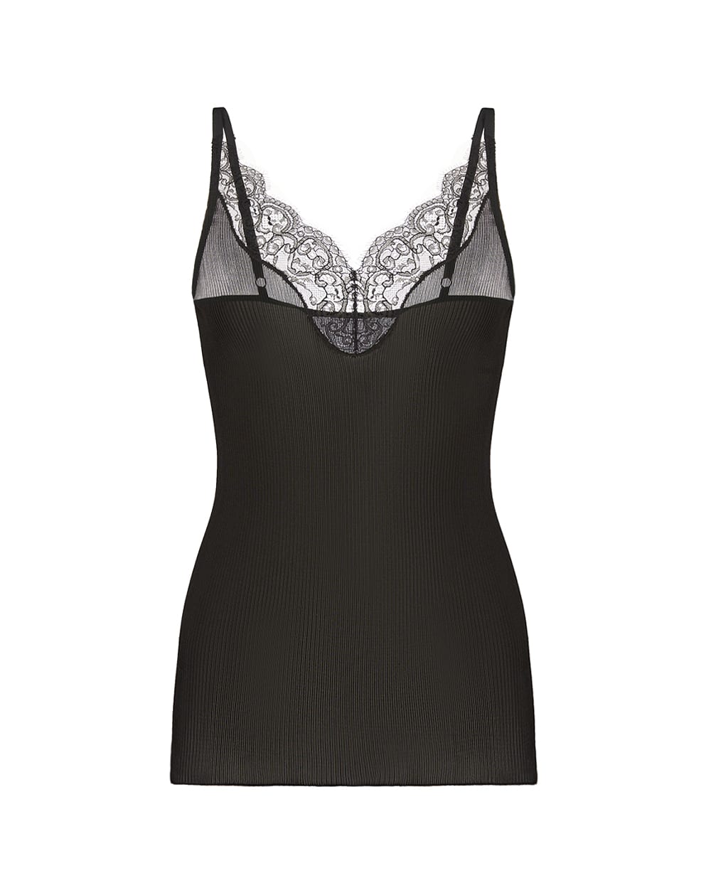 Майка з шовку з мереживним оздобленням Saint Laurent 796843-Y37SM, коричневий колір • Купити в інтернет-магазині Kameron