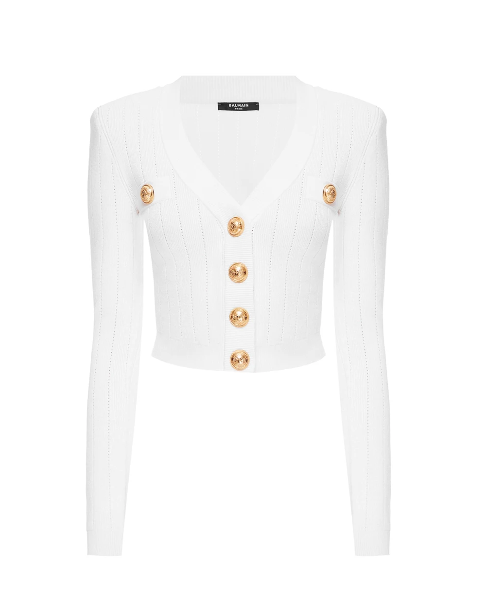 Кардиган Balmain XF1KL001KB07, білий колір • Купити в інтернет-магазині Kameron