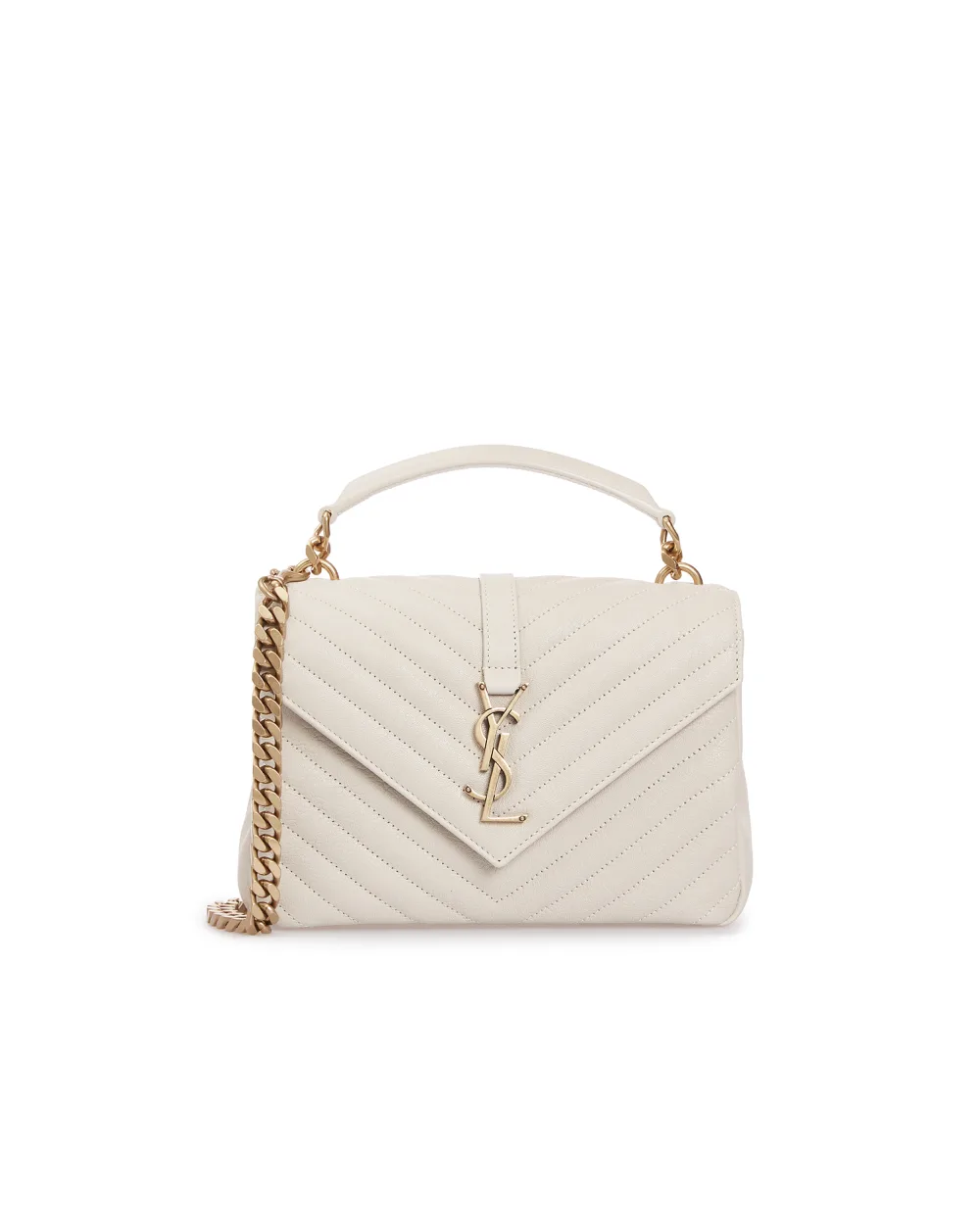 Кожаная сумка College Medium Saint Laurent 600279-BRM07, белый цвет • Купить в интернет-магазине Kameron