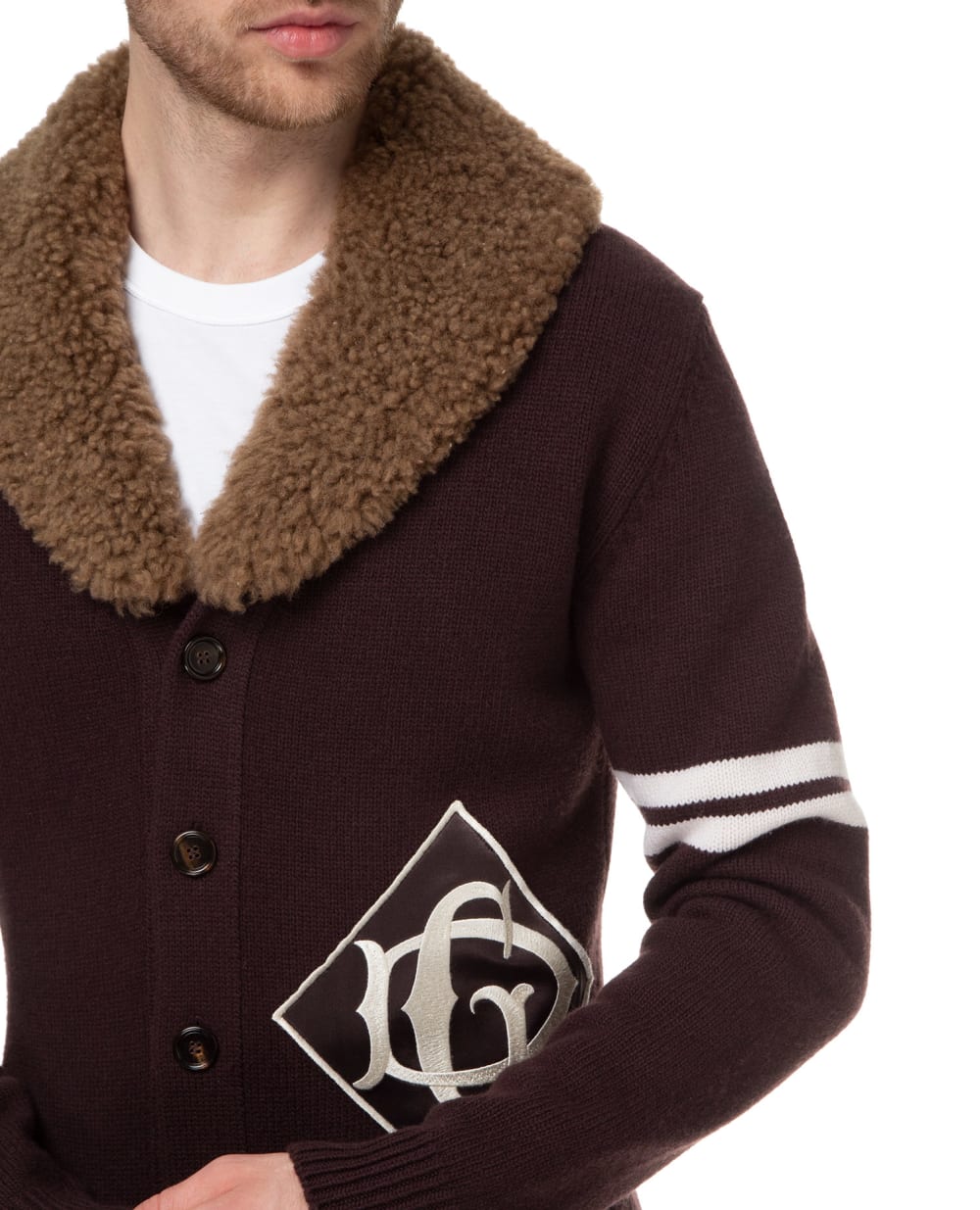 Шерстяной кардиган Dolce&Gabbana GX787Z-JAVRU, коричневый цвет • Купить в интернет-магазине Kameron