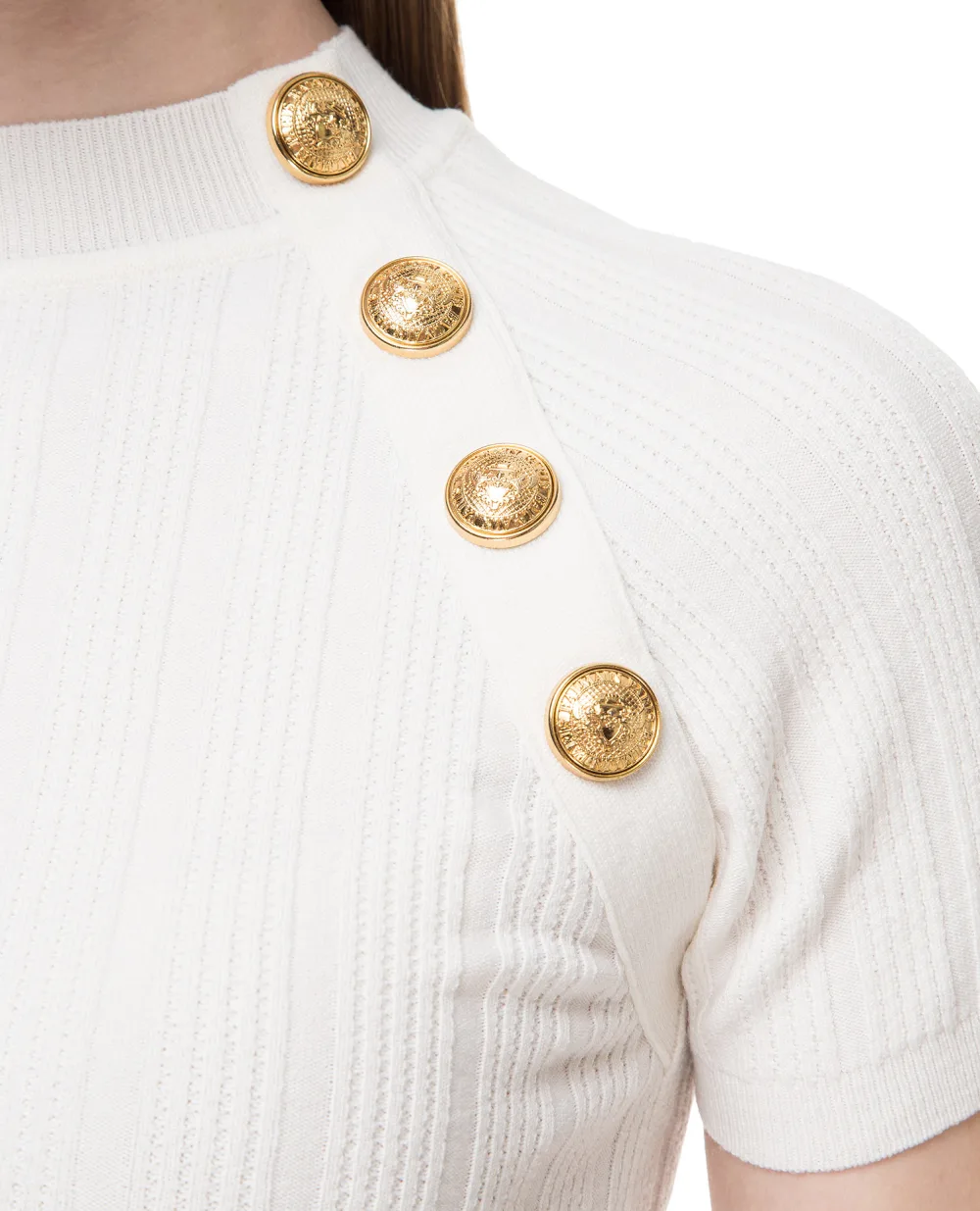 Шерстяной джемпер Balmain RF23630K329, белый цвет • Купить в интернет-магазине Kameron