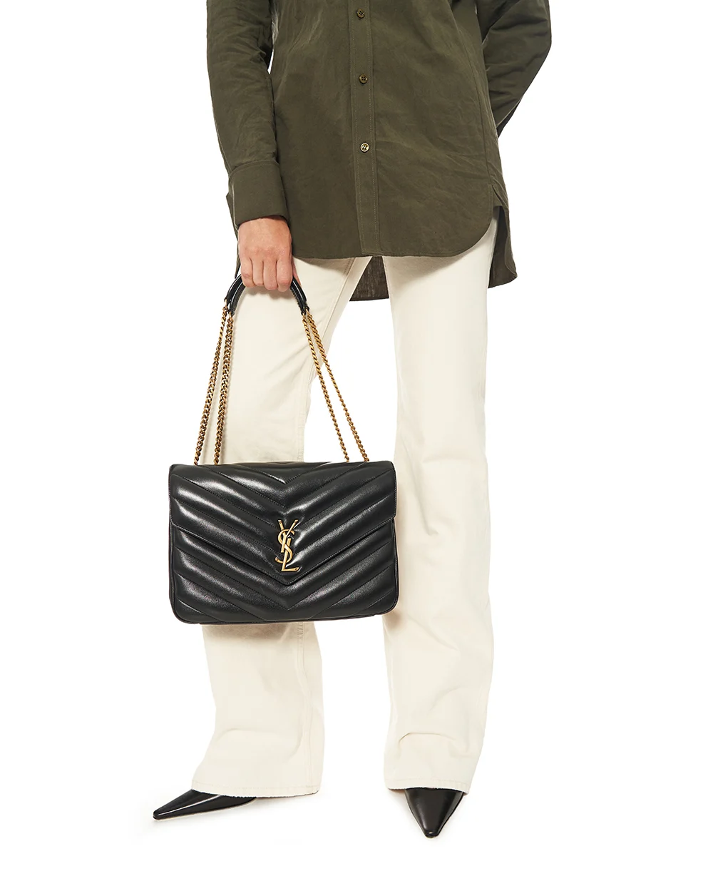 Сумка из кожи Loulou Large Saint Laurent 803541-AAEAX, черный цвет • Купить в интернет-магазине Kameron