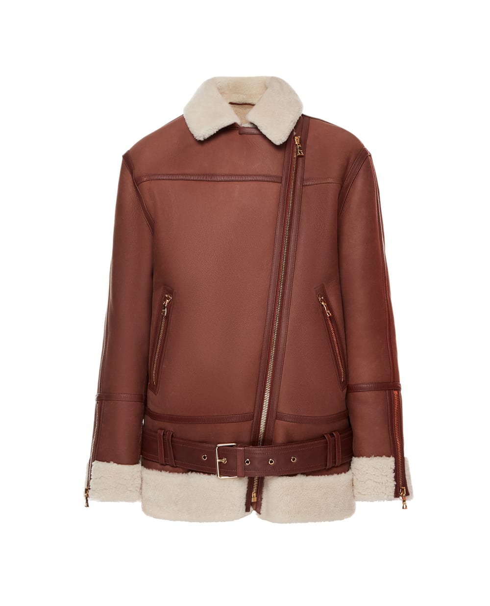 Кожаная дубленка Balmain WF1TH015L160, коричневый цвет • Купить в интернет-магазине Kameron