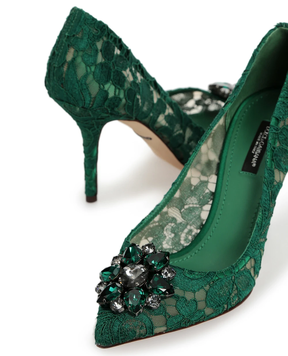 Кружевные лодочки Rainbow Lace Dolce&Gabbana CD0101-AL198, зеленый цвет • Купить в интернет-магазине Kameron
